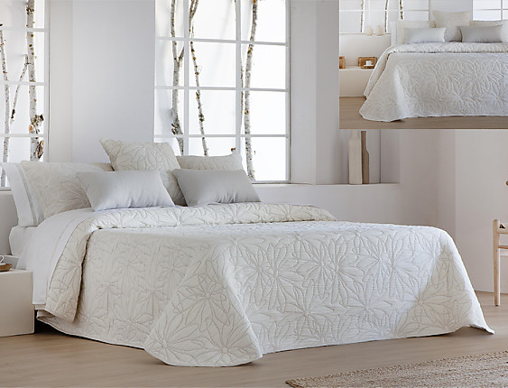 JVR - Colcha Piqué Jacquard Reversible Nenufar Beige