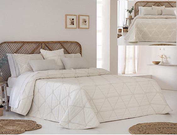JVR - Colcha Piqué Jacquard Reversible Geox Beige