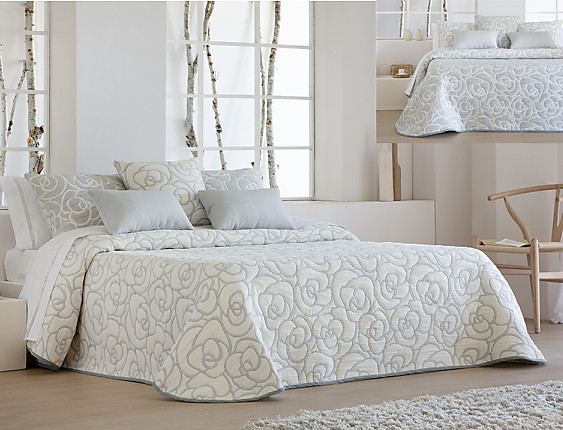 JVR - Colcha Piqué Jacquard Reversible Loto Gris