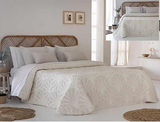 JVR - Colcha Piqué Jacquard Reversible Luxor Beige