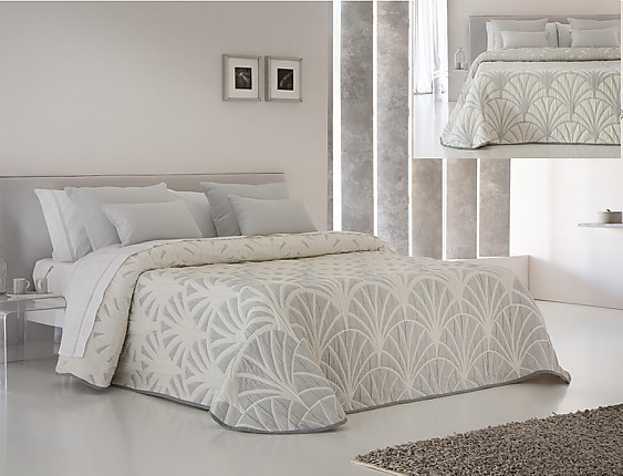JVR - Colcha Piqué Jacquard Reversible Luxor Gris