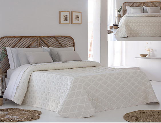 JVR - Colcha Piqué Jacquard Reversible Nilo Beige