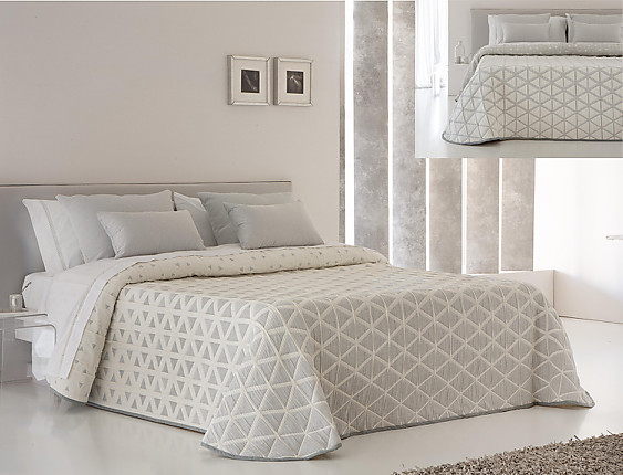 JVR - Colcha Piqué Jacquard Reversible Nilo Gris
