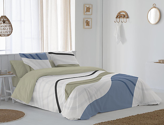 JVR - Funda nórdica 100% algodón Onix Azul
