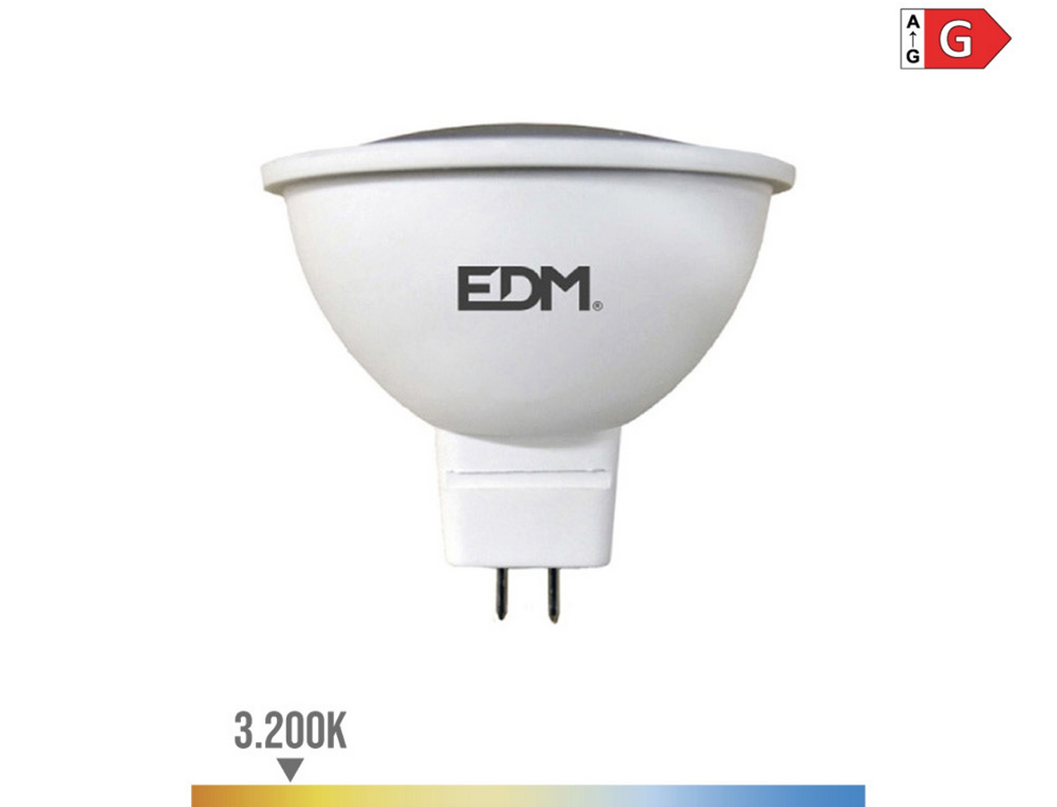 EDM Bombilla dicroica led mr16 Gu5.3  5w 12v 450 lm 3200 k luz cálida  5 x 5 cm