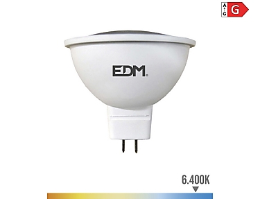 EDM - Bombilla dicroica led mr16 Gu5.3 5w 12v 450 lm 6400 k luz fría 5 x 5 cm