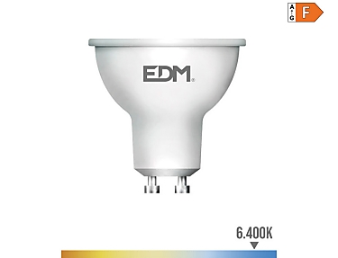 EDM - Bombilla dicroica led gu10 8w 710lm 6400k luz fria 120   5x5,5cm