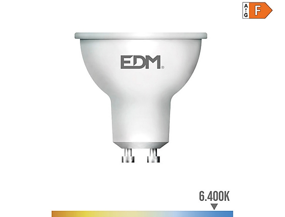 EDM - Bombilla dicroica led gu10 8w 710lm 6400k luz fria 120   5x5,5cm