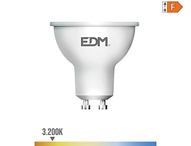 EDM - Bombilla dicroica led gu10 10w 932 lm 3200 k luz cálida 120 5 x 6,4 cm