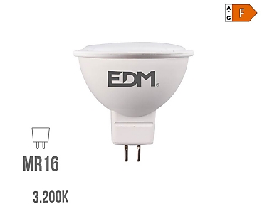 EDM - Bombilla dicroica led mr16  8w 12v 780 lm 3200 k luz cálida  5 x 5 cm