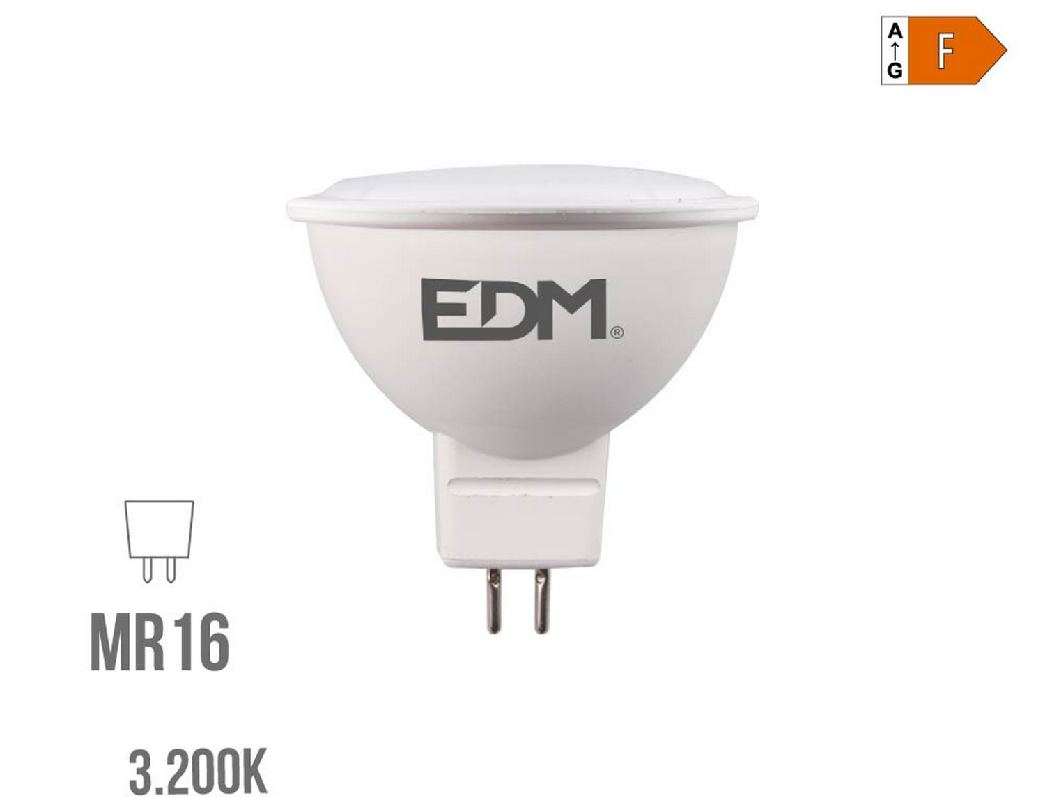EDM Bombilla dicroica led mr16  8w 12v 780 lm 3200 k luz cálida  5 x 5 cm