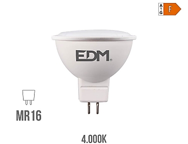 EDM - Bombilla dicroica led mr16  8w 12v 780 lm 4000 k luz día  5 x 5 cm