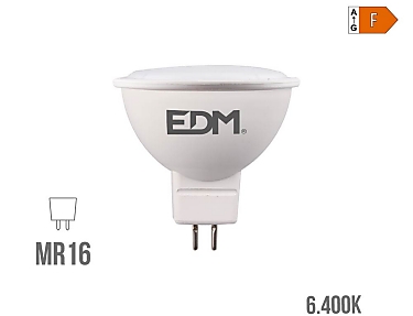 EDM - Bombilla dicroica led mr16  8w 12v 780 lm 6400 k luz fría 5 x 5 cm
