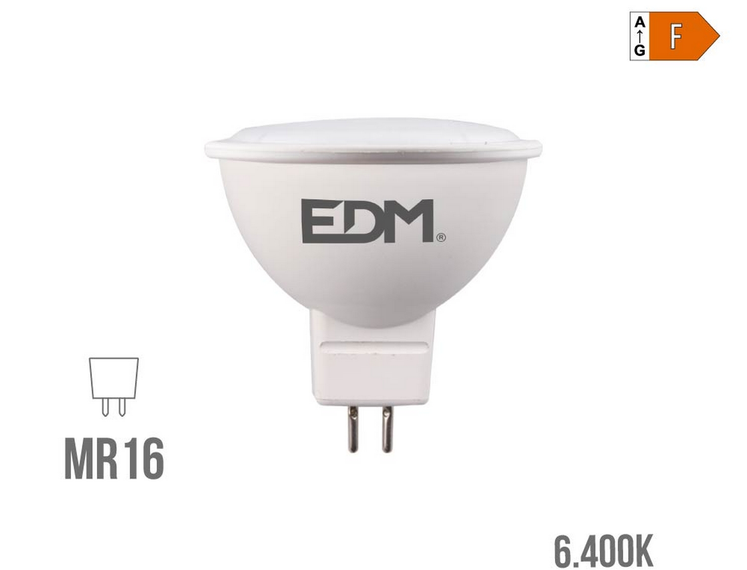 EDM Bombilla dicroica led mr16  8w 12v 780 lm 6400 k luz fría 5 x 5 cm