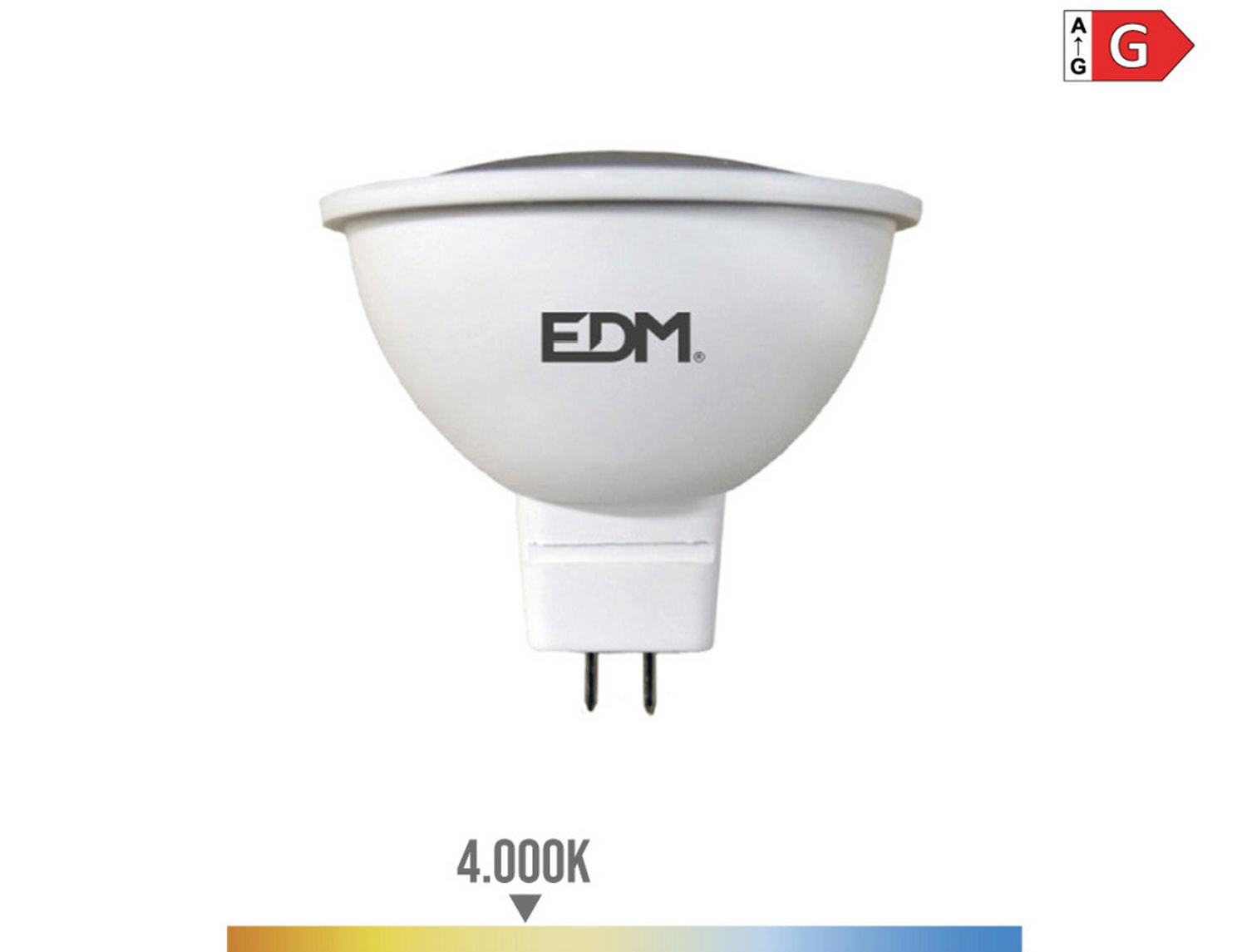 EDM Bombilla dicroica led mr16 Gu5.3 5w 12v 450lm 4000k luz dia  5x5cm