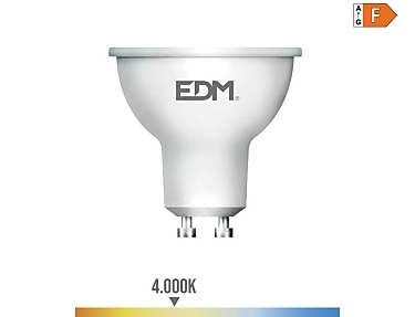 EDM - Bombilla dicroica led gu10 5w 450lm 4000k luz dia   5x5,5cm