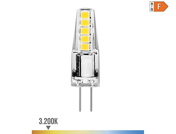 EDM - Bombilla bi-pin silicona led g4 12v 2w 180lm 3200k luz calida  10x37mm