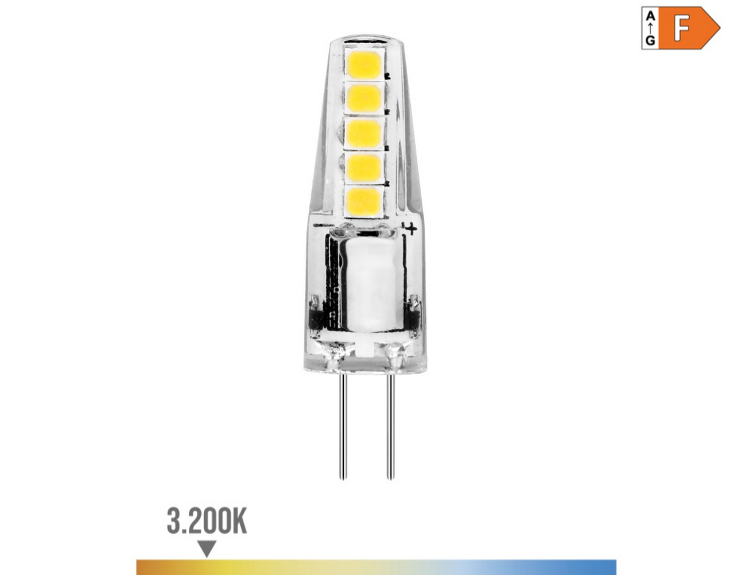 EDM Bombilla bi-pin silicona led g4 12v 2w 180lm 3200k luz calida  10x37mm
