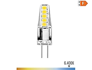 Bombilla bi-pin silicona led g4 12v 2w 180lm 6400k luz fria  10x37mm