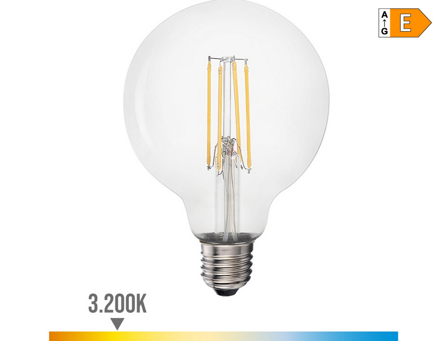 EDM Bombilla de globo con filamento de led e27 6w 800lm 3200k luz cálida  9,5x14cm