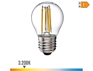 Bombilla esférica con filamento de led e27 4w 500lm 3200k luz calida  4,5x7,8cm