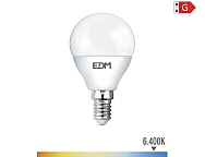 Bombilla esferica led e14 5w 400lm 6400k luz fria  4,5x8cm