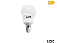 Bombilla esferica led e14 8,5w 1000lm 6400k luz fria  4,5x8,8cm