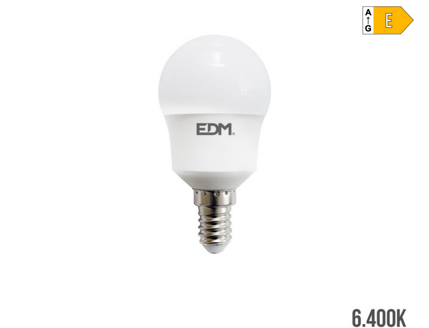 EDM Bombilla esferica led e14 8,5w 1000lm 6400k luz fria  4,5x8,8cm