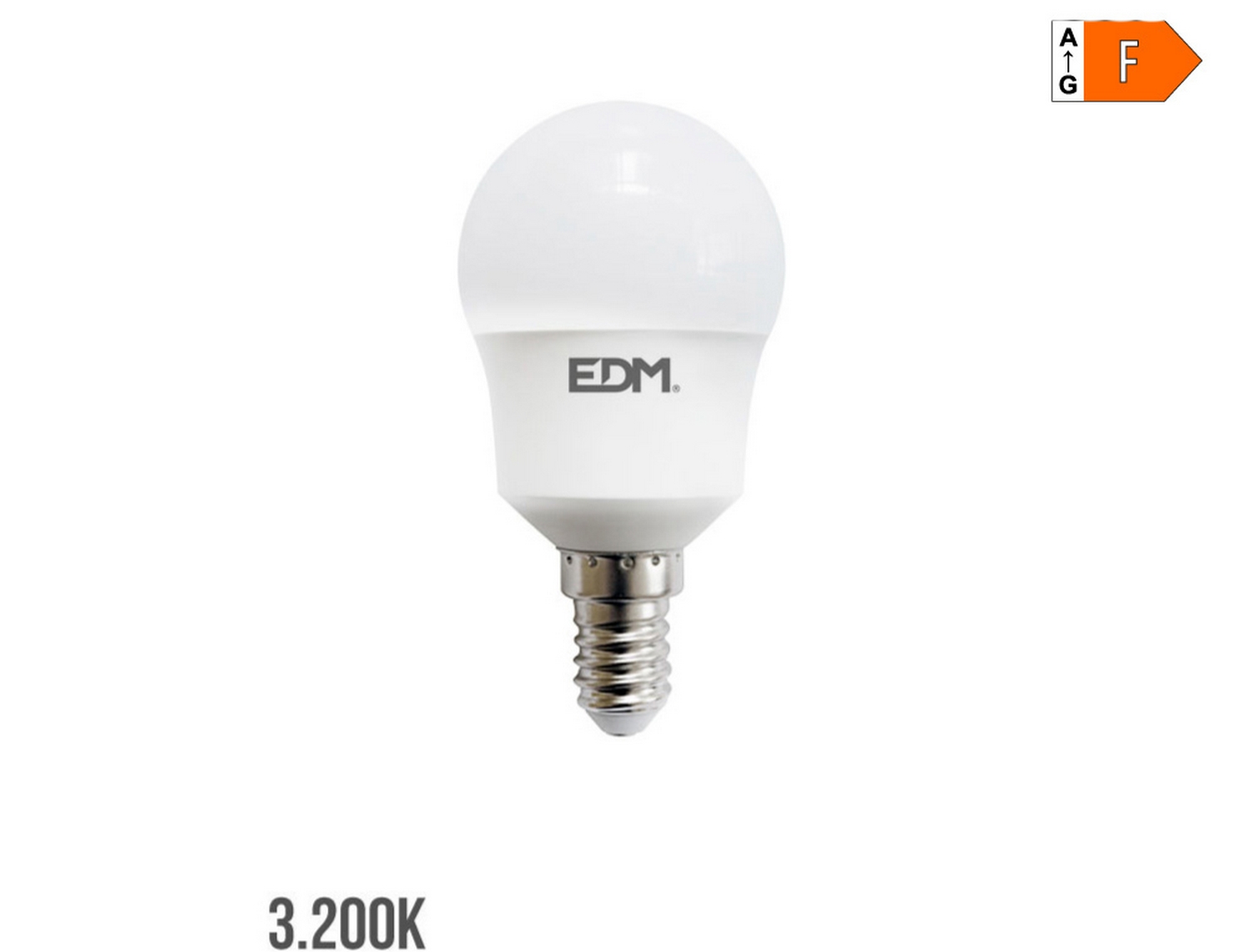 EDM Bombilla esférica led e14 8,5w 880lm 3000k luz cálida  4,5x8,8cm