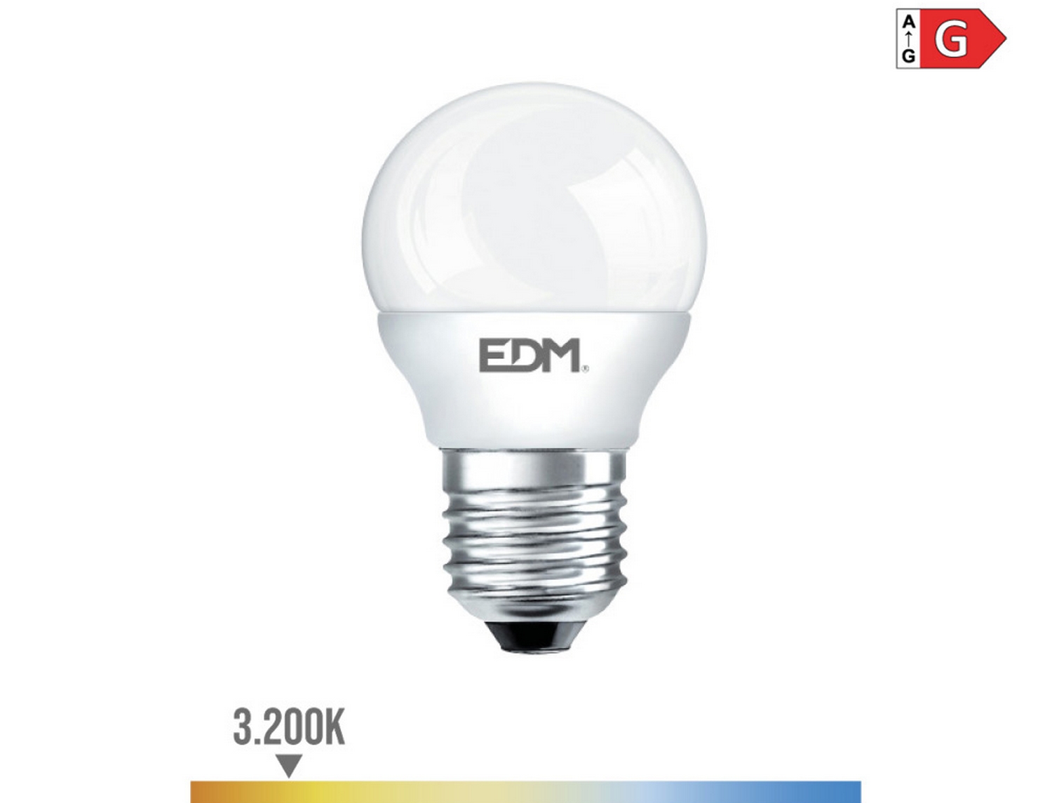 EDM Bombilla esferica led e27 5w 400lm 3200k luz cálida  4,5x8cm