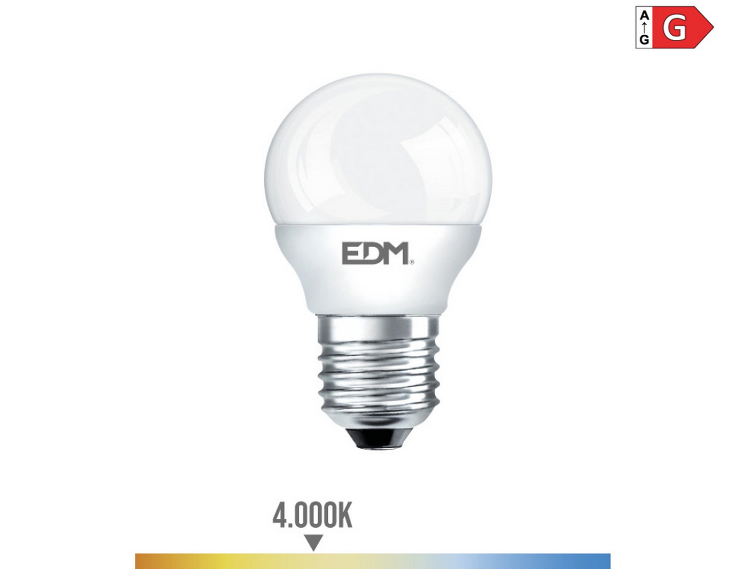 EDM Bombilla esferica led e27 5w 400lm 4000k luz dia  4,5x8cm