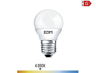 Bombilla esférica led e27 8,5w 950lm 4000k luz día  4,5x8,6cm