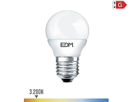 Bombilla esferica led e27 5w 400lm 3200k luz cálida  4,5x8cm kit tres unidades