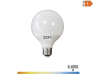 EDM - Bombilla globo led  125x160mm e27 15w 1521lm 6400k luz fría