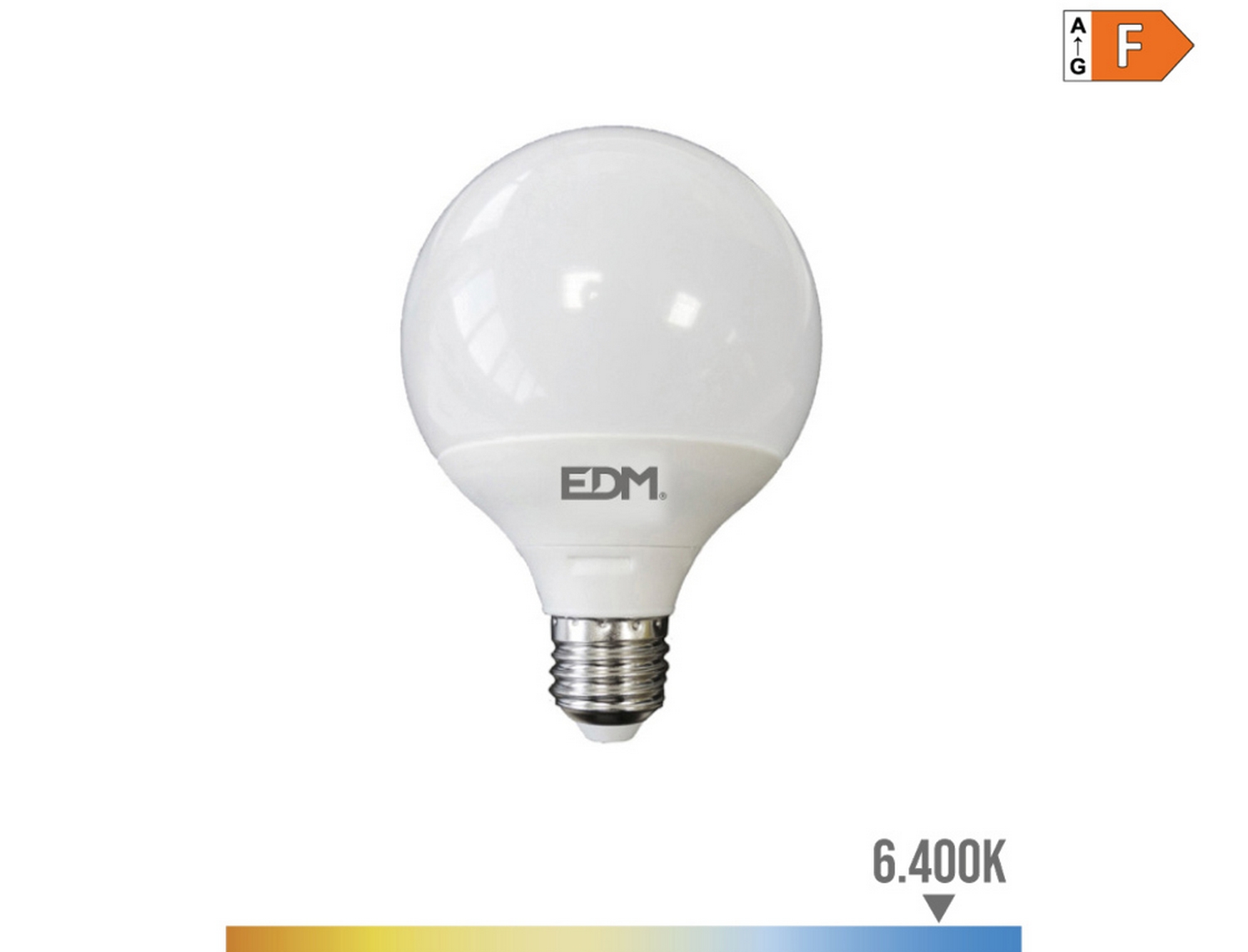 EDM Bombilla globo led  125x160mm e27 15w 1521lm 6400k luz fría