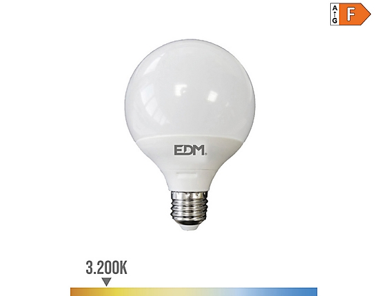 EDM - Bombilla globo led  125x160mm e27 15w 1521lm 3200k luz cálida