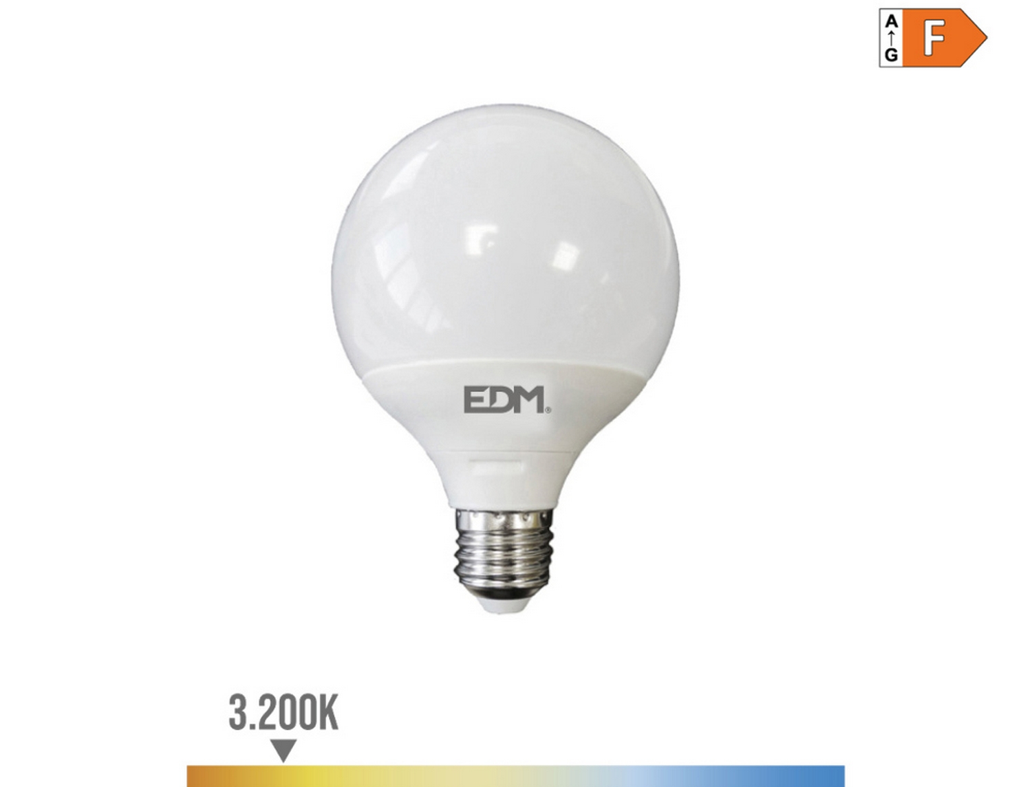 EDM Bombilla globo led  125x160mm e27 15w 1521lm 3200k luz cálida