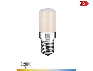 EDM - Bombilla pebetero tubular led e14 3w 250lm 3200k luz cálida  1,8x5,2cm (neveras)
