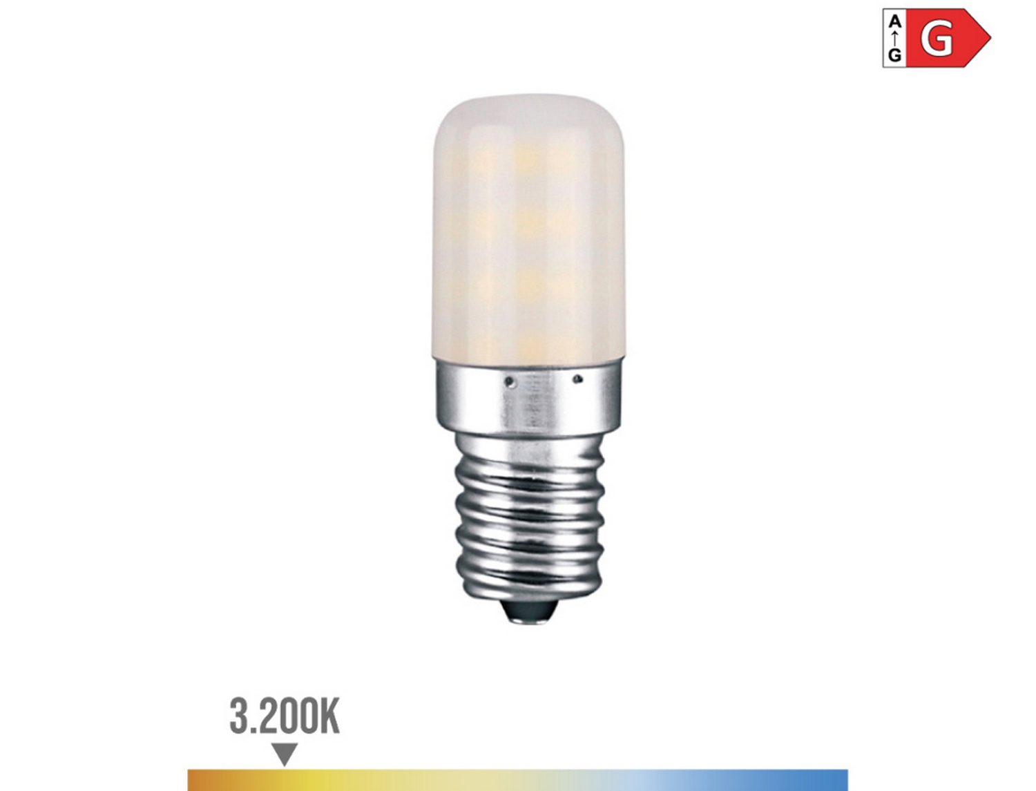 EDM Bombilla pebetero tubular led e14 3w 250lm 3200k luz cálida  1,8x5,2cm (neveras)