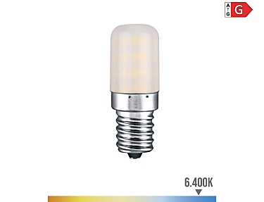 EDM - Bombilla pebetero tubular led e14 3w 250lm 6400k luz fría  1,8x5,2cm  (neveras)