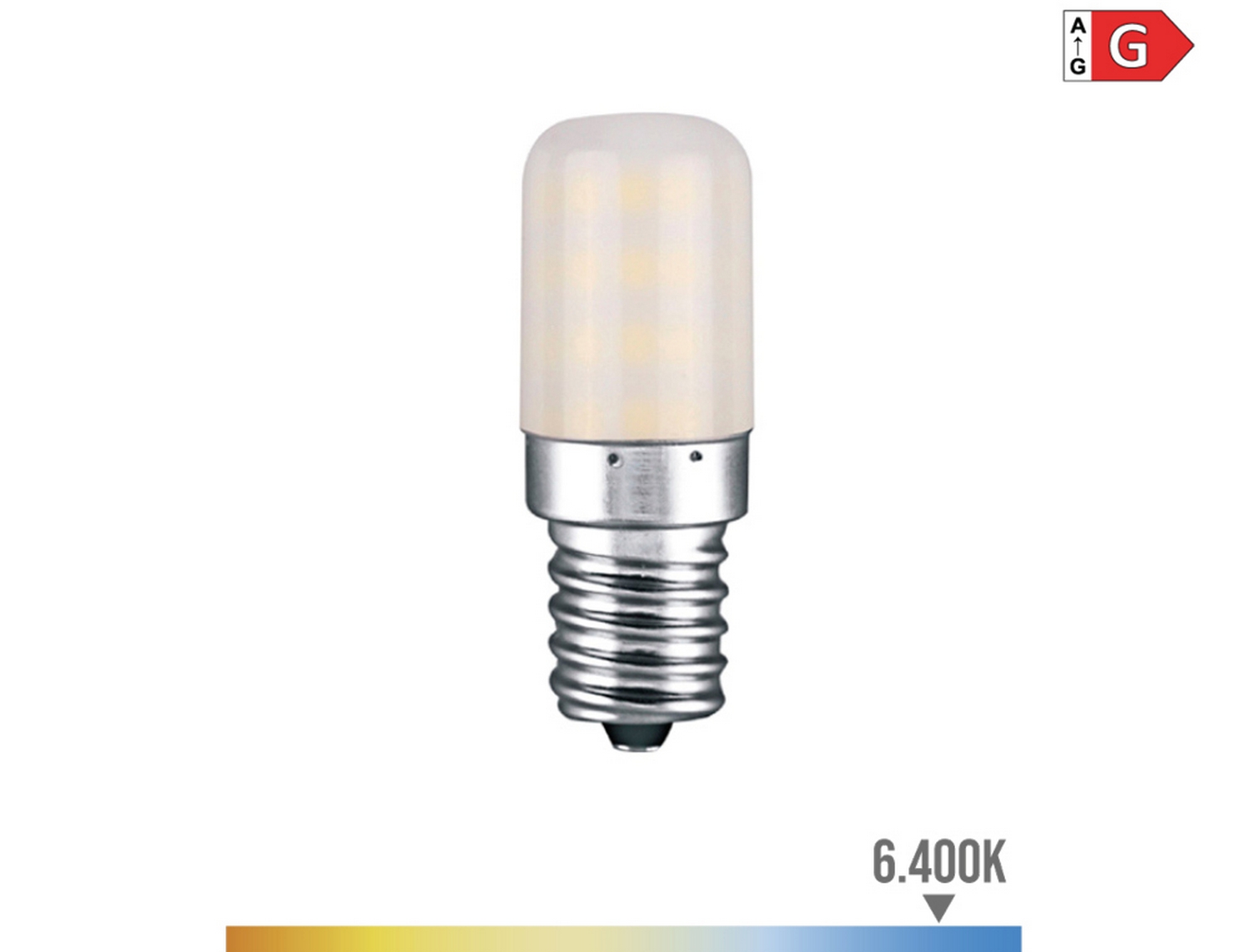 EDM Bombilla pebetero tubular led e14 3w 250lm 6400k luz fría  1,8x5,2cm  (neveras)