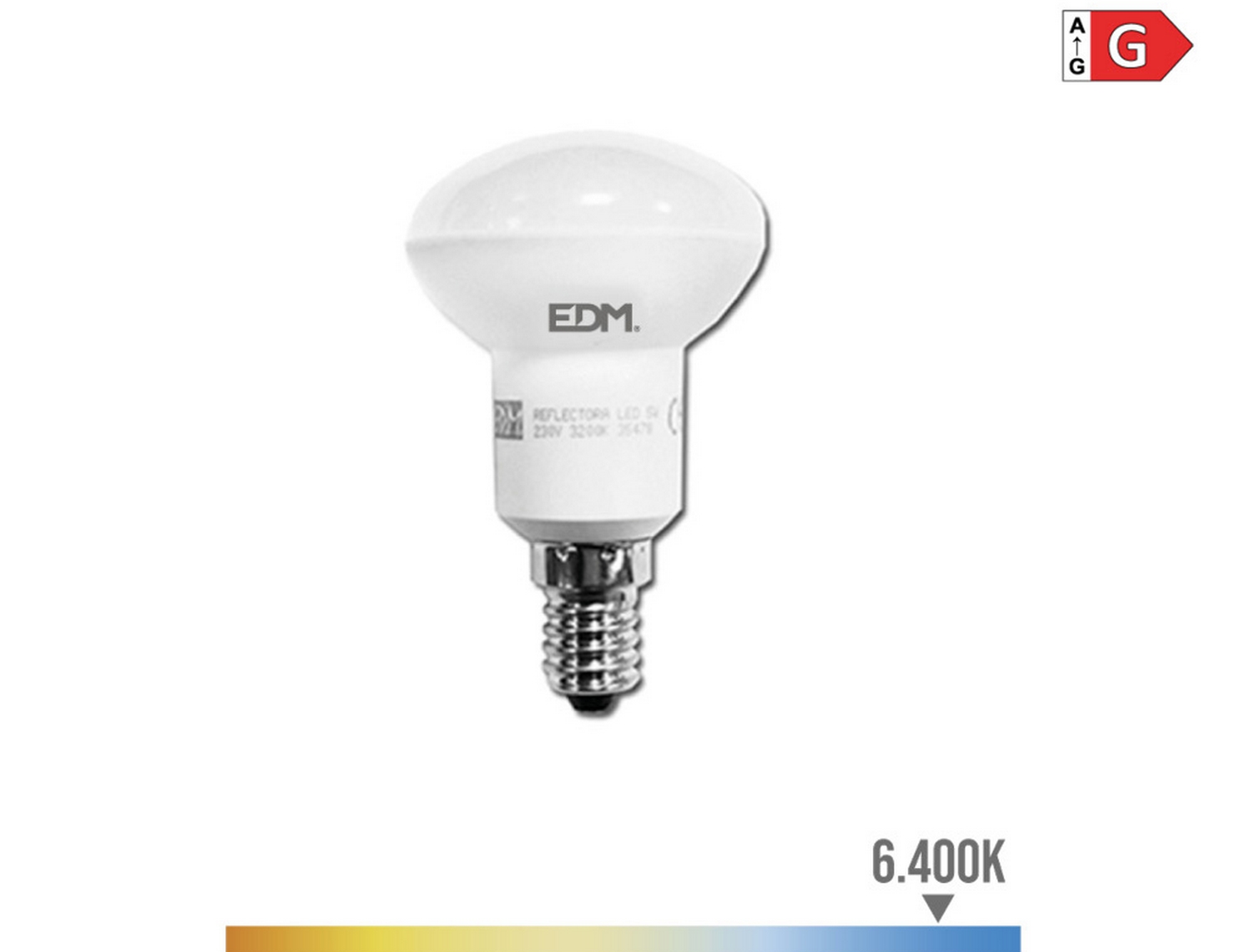 EDM Bombilla reflectora led r50 e14 5w 400lm 6400k luz fría  50x86mm