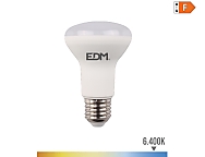 Bombilla reflectora led r63 e27 7 w 600 m 6400k luz fría  6,3 x 10,2 cm