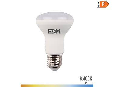 EDM - Bombilla reflectora led r63 e27 7 w 600 m 6400k luz fría  6,3 x 10,2 cm
