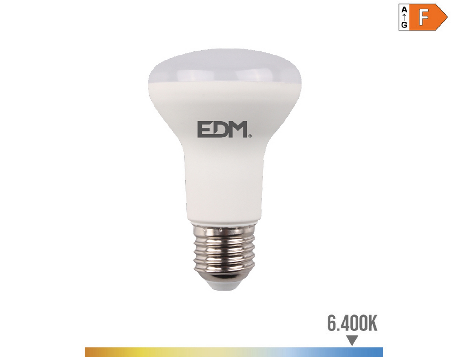EDM Bombilla reflectora led r63 e27 7 w 600 m 6400k luz fría  6,3 x 10,2 cm