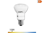 Bombilla reflectora led r63 e27 7w 600lm 3200k luz cálida  6,3x10,2cm