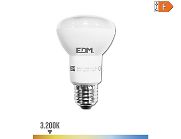 EDM - Bombilla reflectora led r63 e27 7w 600lm 3200k luz cálida  6,3x10,2cm