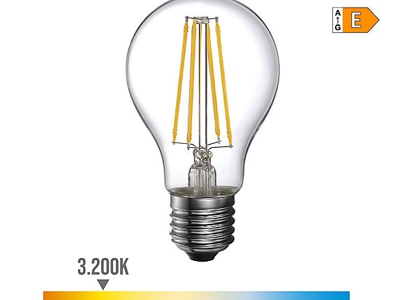 EDM - Bombilla standard con filamento de led e27 6w 800lm 3200k luz cálida  6x10,6cm