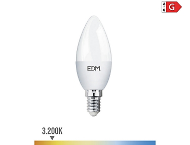 EDM - Bombilla vela led e14 5w 400lm 3200k luz cálida  3,5x10cm