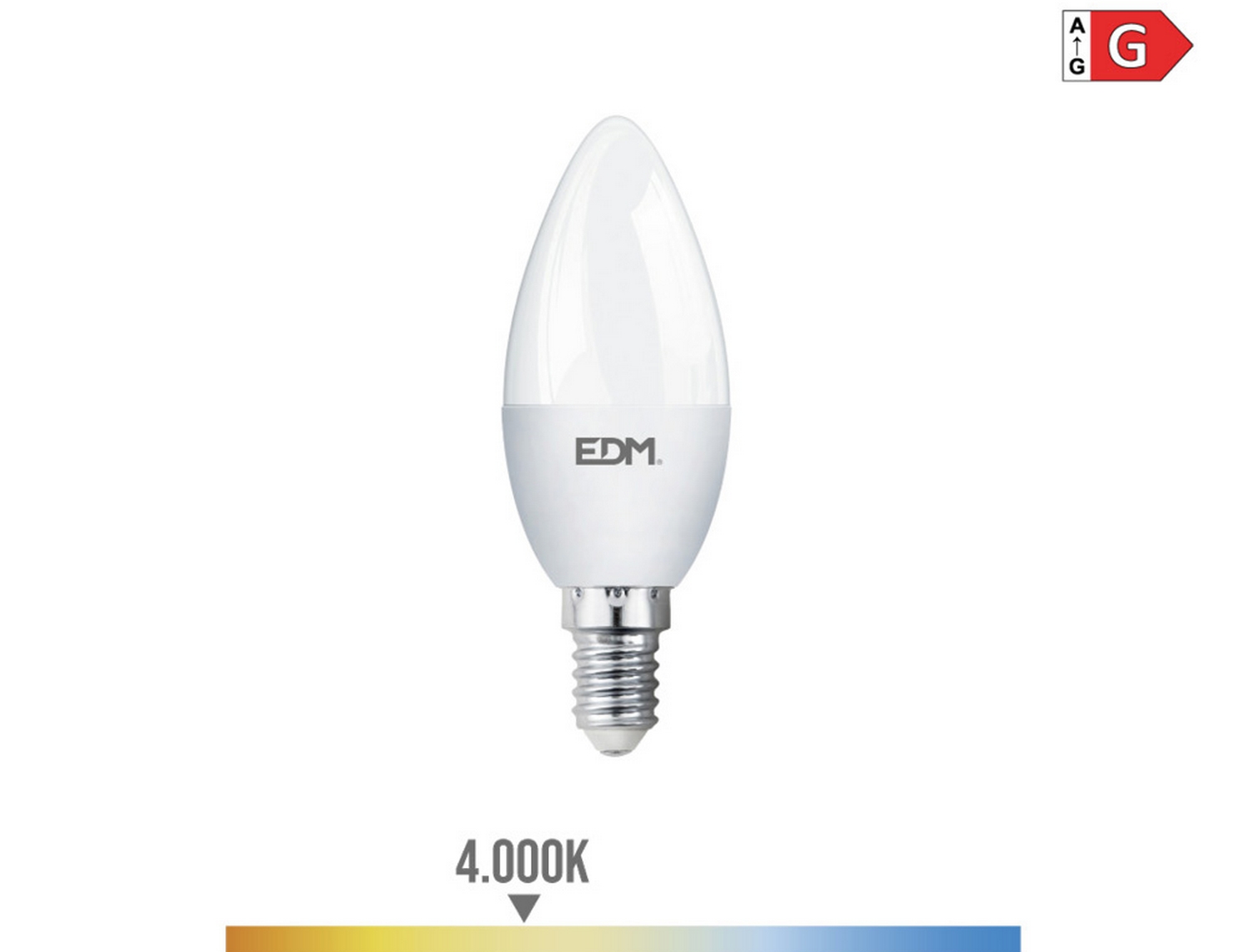 EDM Bombilla vela led e14 5w 400lm 4000k luz día  3,5x10cm